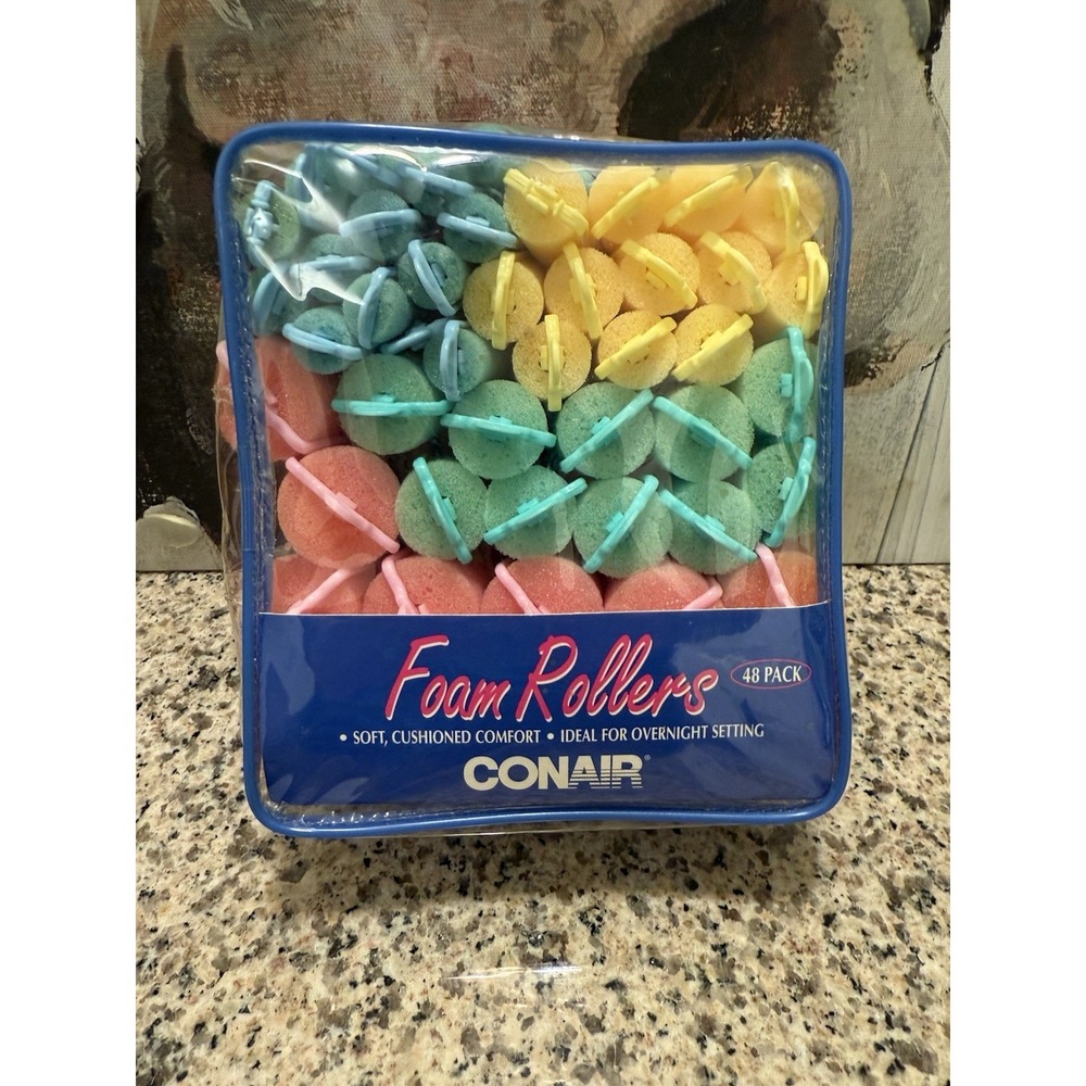 Vintage NIP Conair Foam Neon Rollers 48 Count